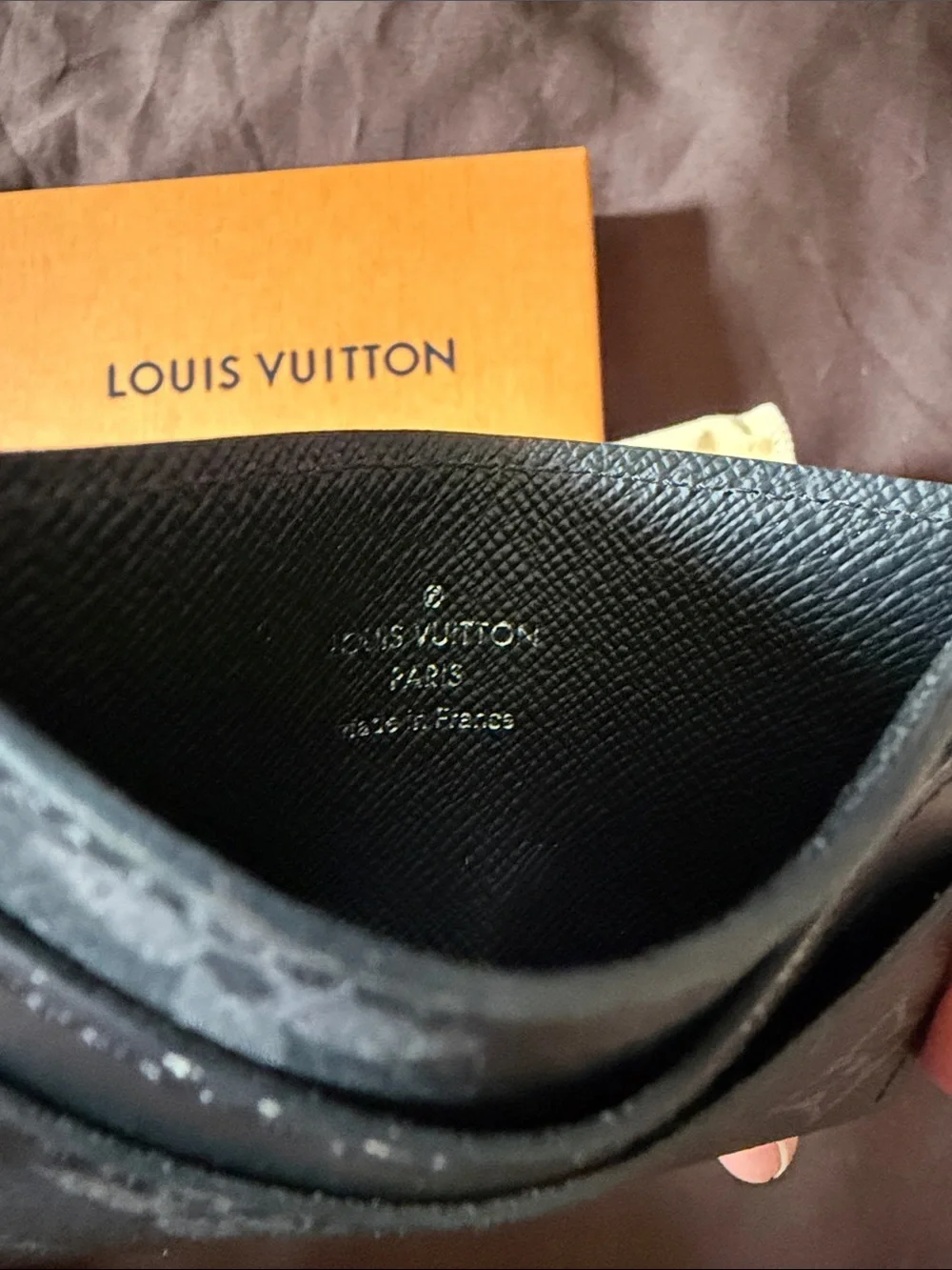 Authentic Louis Vuitton Monogram Eclipse Double Card Holder Gray Black SLG